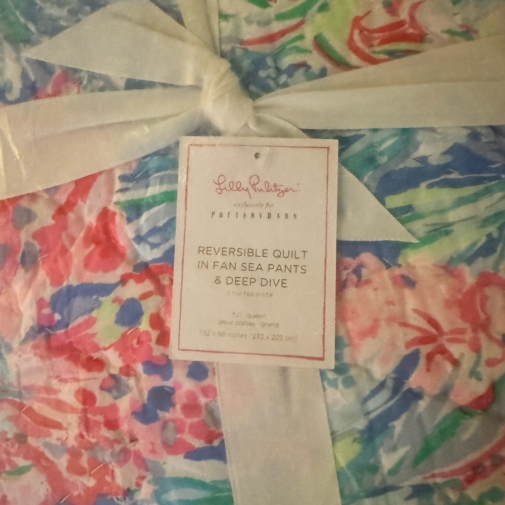 NWT POTTERY BARN Lilly Pulitzer FAN SEA PANTS Full/ Queen Quilt - Picture 4 of 4